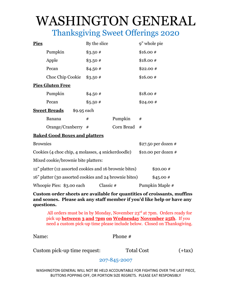 thanksgiving order form pies